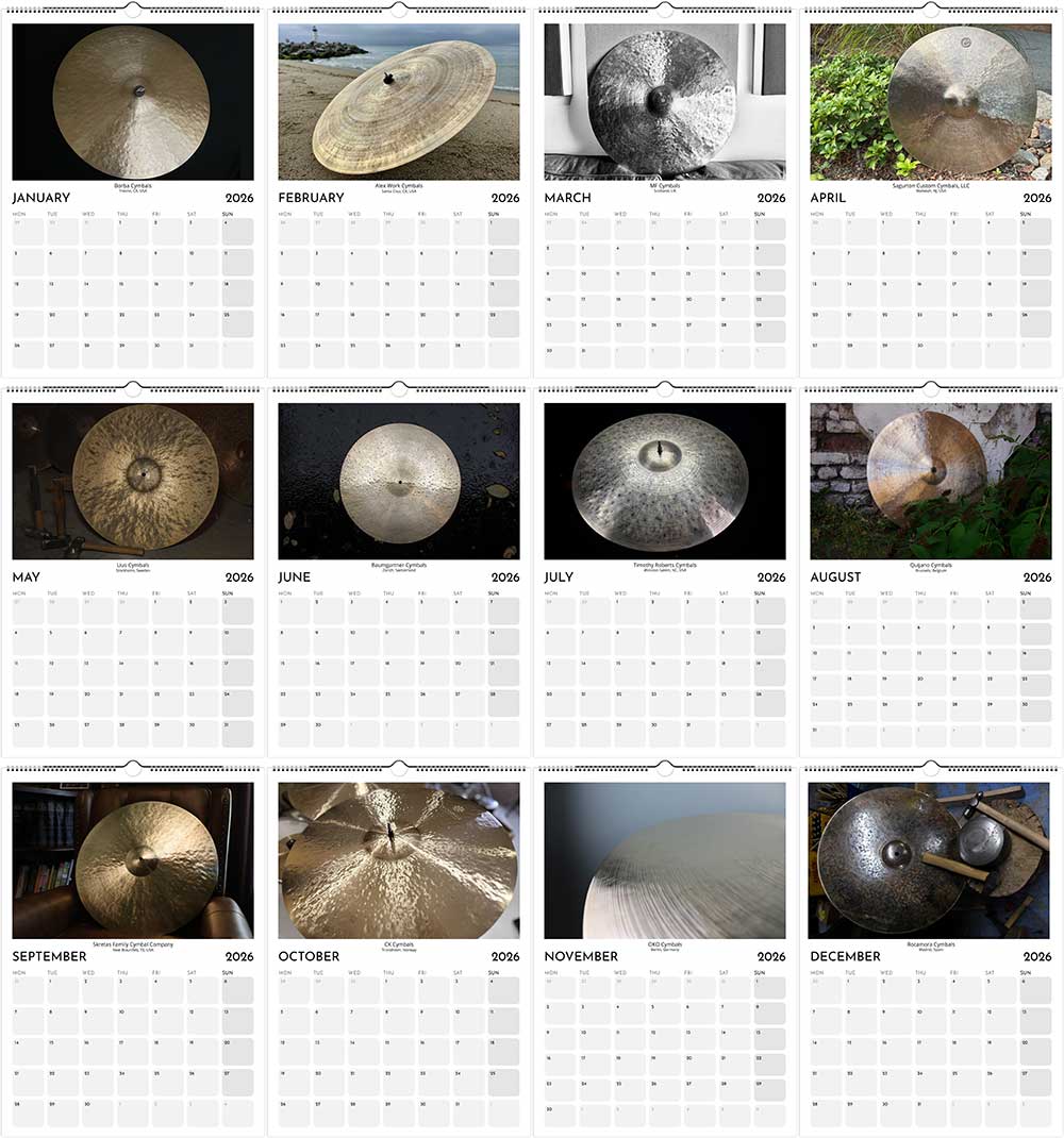 Cymbals 2026 Calendar - 11"x16.5" (US & CA)